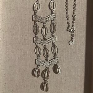 26" Stella & Dot "Kimberly" Silver Tone Statement Necklace Beachy Boho Feminine